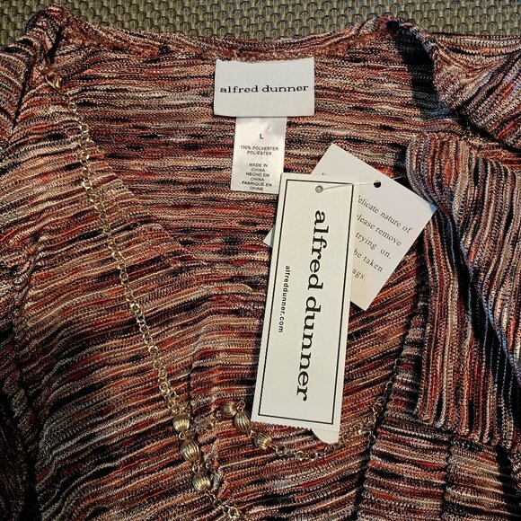 2 Pc w/ Necklace alfred dunner Woman's Top NWT Fall Colors Size L - Picture 1 of 6
